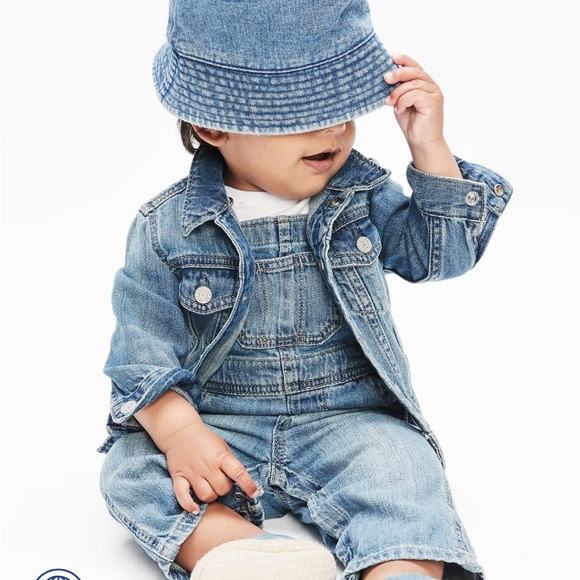 Baby 100% Organic Cotton Denim Overalls baby gap - Picture 3 of 4